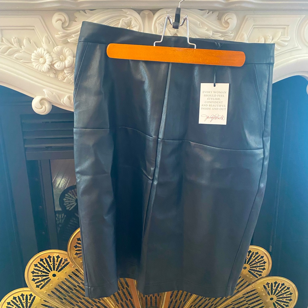 Faux Leather Knee Length Skirt